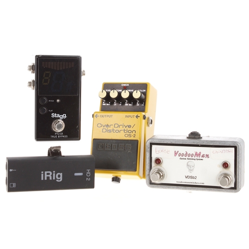 1482 - Boss OS-2 Overdrive/Distortion guitar pedal; together with a Stagg PTU-C8 True Bypass guitar pedal, ... 