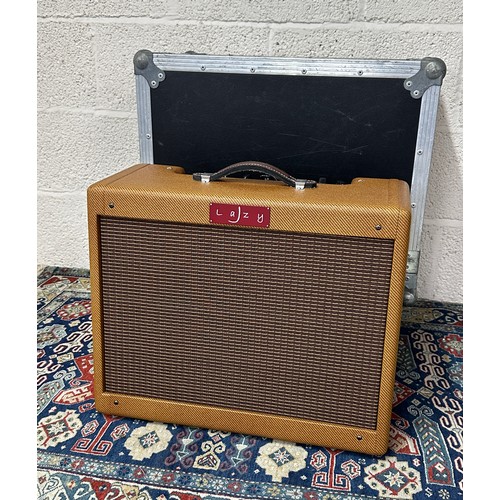 Lazy J Projects J-20 + 1x12 combo guitar amplifier, with integrated reverb and tremolo, within fitted flight case on wheels