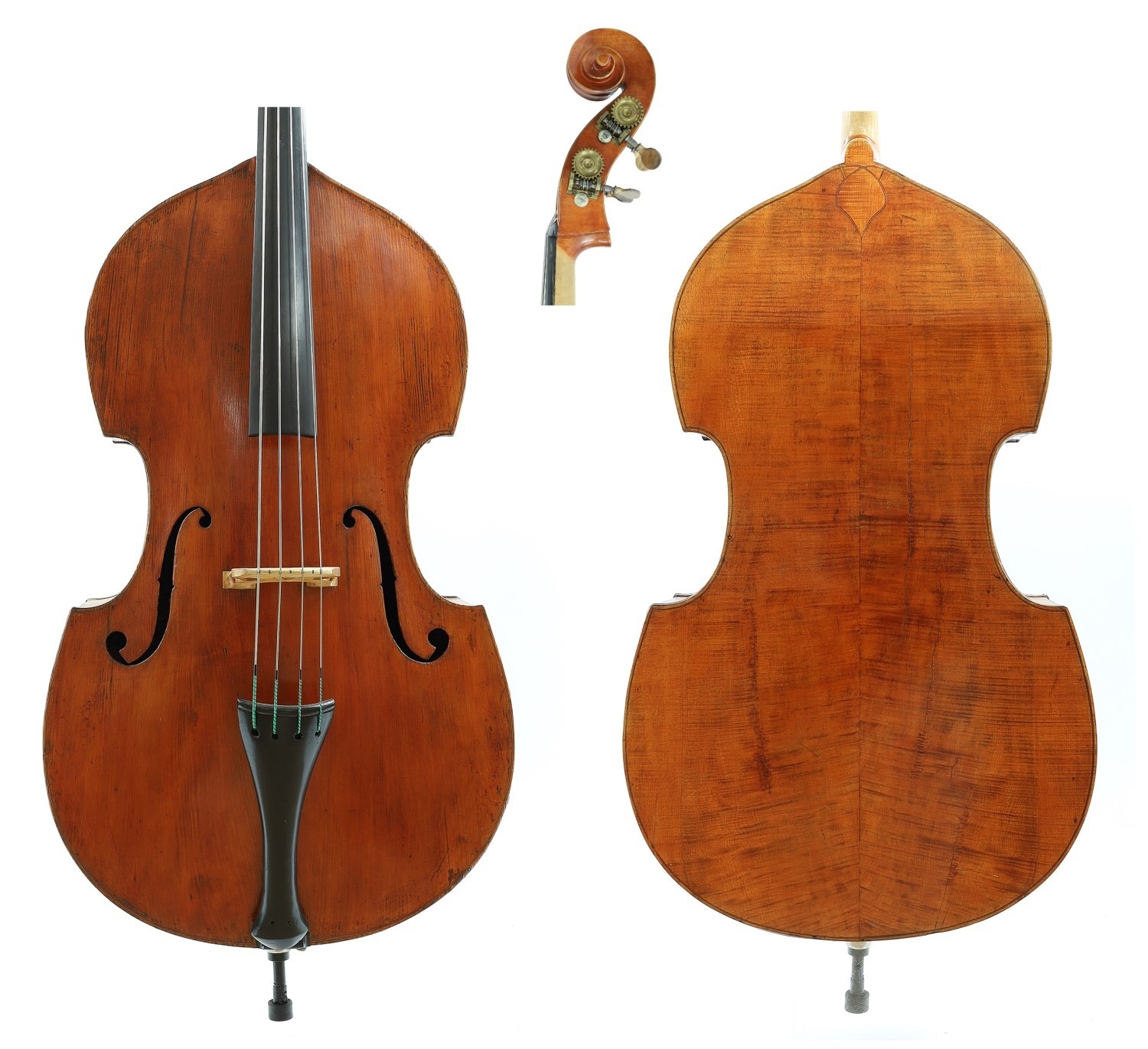 German flatback double bass circa 1880 with viol outline, later French ...