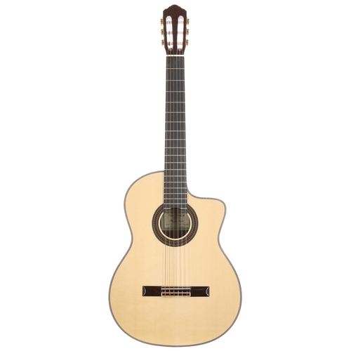 1918 - 2020 Kenny Hill Guitar Company New World Guitar Co Player Series P6505 cutaway classical guitar, mad... 