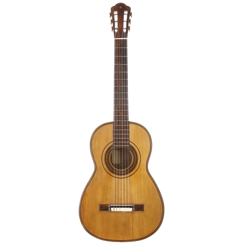 1930 - Early 20th century guitar by and labelled Saturnino Rojas, Calle De Atocha, 115, Madrid; Back and si... 