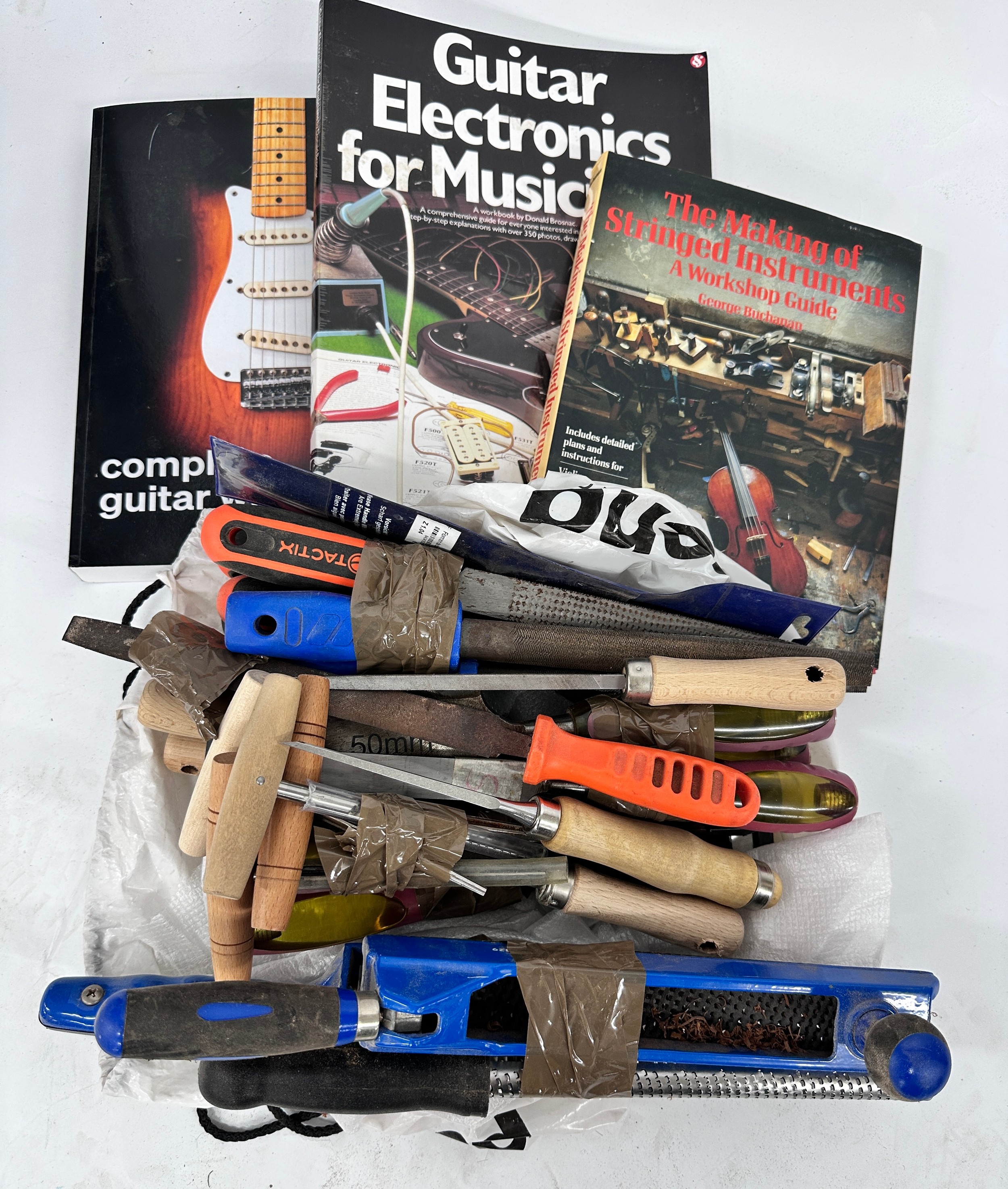 Selection of chisels and files suitable for guitar making; together ...