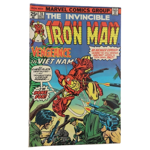 112 - Marvel Comics: The Invincible Iron Man 'Vengeance in Vietnam' issue #78, circa 1975; together with t... 