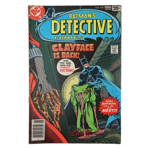 56 - DC Comics, Detective Comics starring Batman 'Clayface is back!' issue #478, circa 1978, key issue, f... 