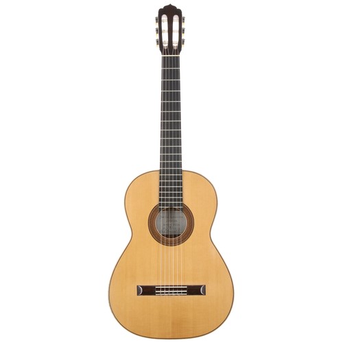 1971 José Luis Romanillos classical guitar, made in Semley, Wilts; Back and sides: Indian rosewood, surface hairline to treble side of centre back; Top: natural spruce; Neck: cedar; Fretboard: ebony; Frets: light wear to first position; Hardware: good; Case: fitted Roca Vidal hard case; Nut width: 52mm; Scale length: 650mm; Overall condition: good