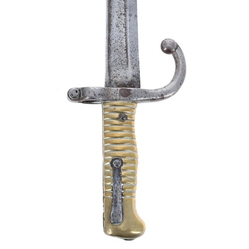 602 - French model 1866 chassepot bayonet, numbered 33244 to cross guard, the blade 22