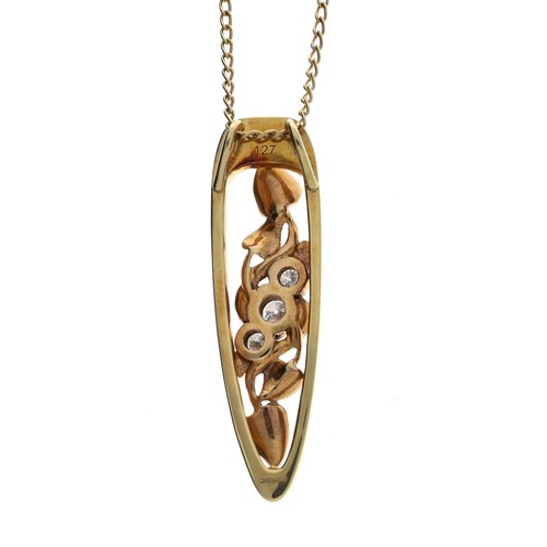 59 - Clogau Welsh Gold 18ct diamond set pendant, upon a slender 18ct chain, the pendant 39mm long, 9.9gm,... 