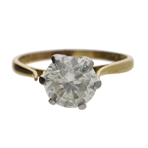 150 - Good 18ct and platinum solitaire diamond ring, round brilliant-cut, 1.89ct approx, clarity VS2/SI1, ... 