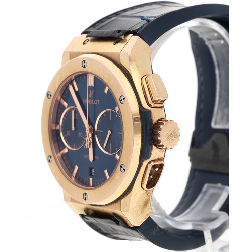 27 - Hublot Classic Fusion Chronograph King 18ct rose gold gentleman's wristwatch, serial no. 1265xxx, bl... 