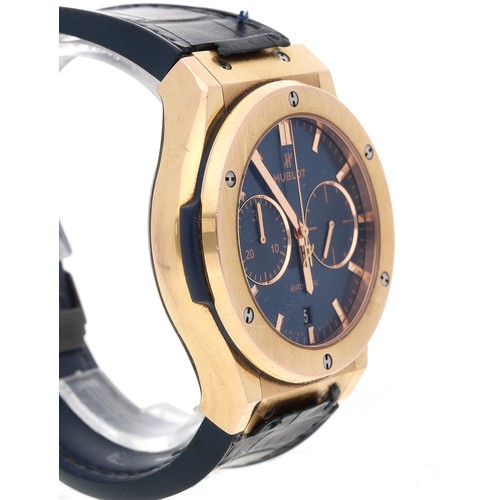 27 - Hublot Classic Fusion Chronograph King 18ct rose gold gentleman's wristwatch, serial no. 1265xxx, bl... 