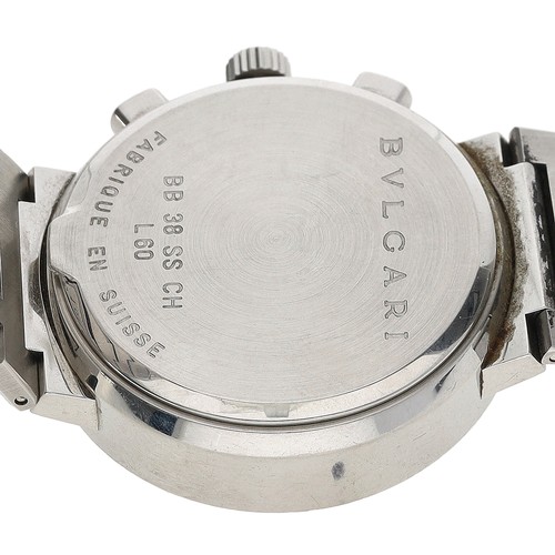 31 - Bvlgari Chronograph automatic stainless steel gentleman's wristwatch, reference no. BB 38 SS CH, bla... 