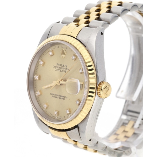 10 - Rolex Oyster Perpetual Datejust stainless steel and gold gentleman's wristwatch, reference no. 16233... 