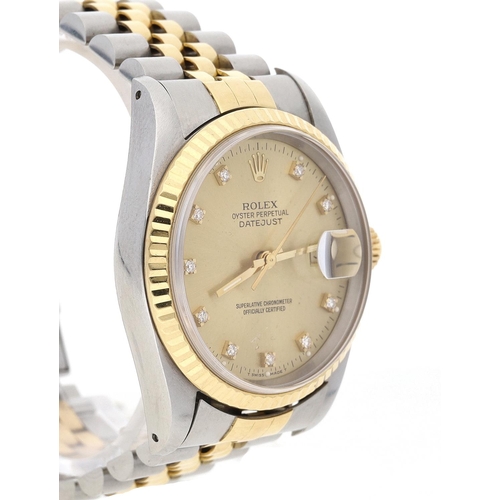 10 - Rolex Oyster Perpetual Datejust stainless steel and gold gentleman's wristwatch, reference no. 16233... 