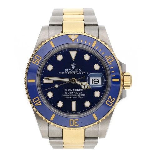 11 - Rolex Oyster Perpetual Date Submariner stainless steel and gold gentleman's wristwatch, reference no... 