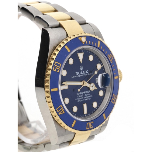 11 - Rolex Oyster Perpetual Date Submariner stainless steel and gold gentleman's wristwatch, reference no... 