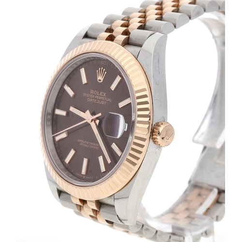 13 - Rolex Oyster Perpetual Datejust 41 Everose and stainless steel gentleman's wristwatch, reference no.... 