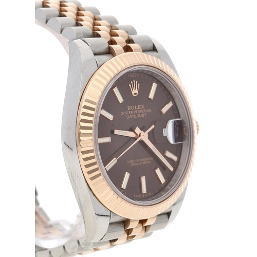 13 - Rolex Oyster Perpetual Datejust 41 Everose and stainless steel gentleman's wristwatch, reference no.... 