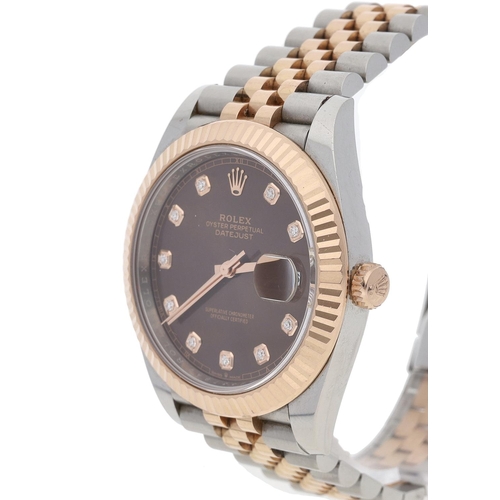 8 - Rolex Oyster Perpetual Datejust 41 Everose and stainless steel gentleman's wristwatch, reference no.... 