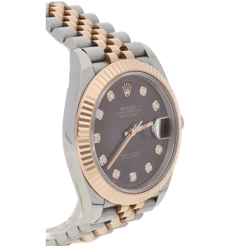 8 - Rolex Oyster Perpetual Datejust 41 Everose and stainless steel gentleman's wristwatch, reference no.... 