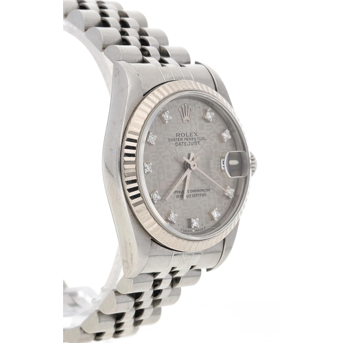 9 - Rolex Oyster Perpetual Datejust mid-size stainless steel wristwatch, reference no. 68274, serial no.... 