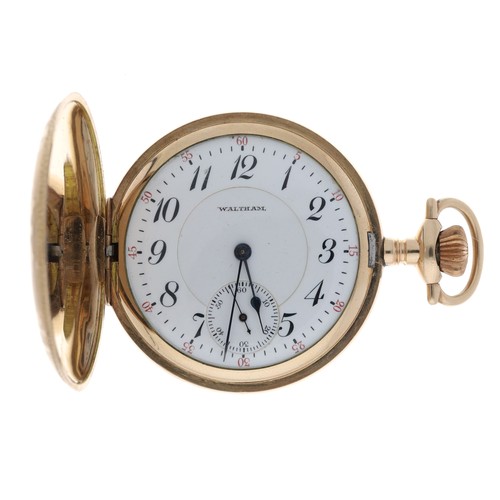 201 - American Waltham 'Riverside Maximus' gold plated lever hunter pocket watch, serial no. 12656344, cir... 