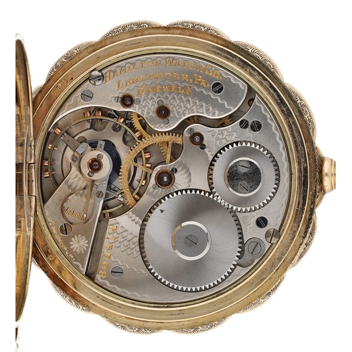 205 - Hamilton Watch Co. 'W.M. Shlaes Special' 14ct lever hunter pocket watch, serial no. 806414, circa 19... 