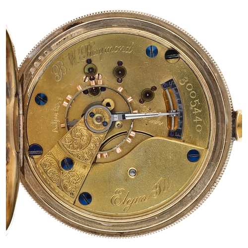 202 - Elgin National Watch Co. 'B.W. Raymond' gold plated lever set hunter pocket watch, serial no. 300544... 