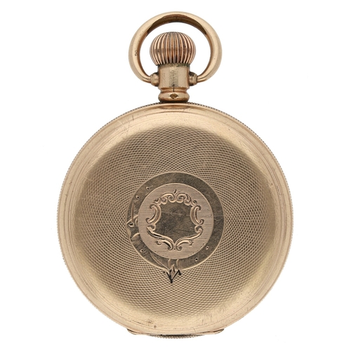 208 - American Waltham 'Traveler' gold plated lever hunter pocket watch, serial no. 19329970, circa 1913, ... 