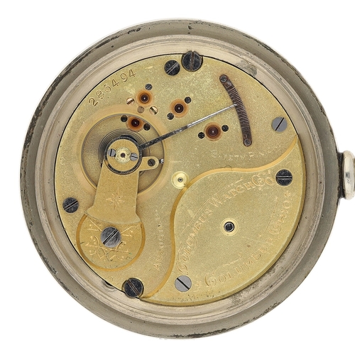 209 - Columbus Watch Co nickel cased lever pocket watch, serial no. 28694, circa 1884, lever set 15 jewel ... 