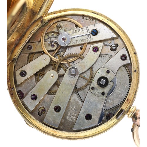 227 - Baume, Geneve - 18ct cylinder pocket watch, signed key wind movement, signed gilt Roman numeral foli... 