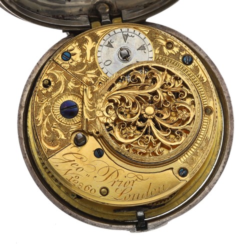 213 - George Prior, London - 18th century silver pair cased verge pocket watch made for the Turkish market... 