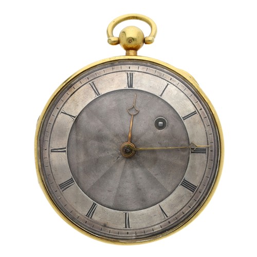 219 - Early 19th century French gilt metal verge pocket watch, signed fusee movement, no. 1972, with three... 