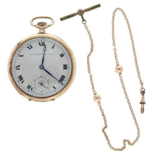 225 - Swiss 9ct dress pocket watch, import hallmarks Glasgow 1930, unsigned movement with compensated bala... 