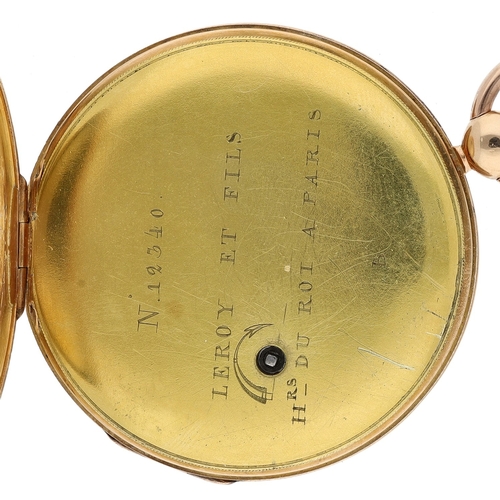 230 - Leroy Et Fils, A. Paris - Good 19th century 18ct pocket watch with Jump Hour, Paris 1819-1838, full ... 