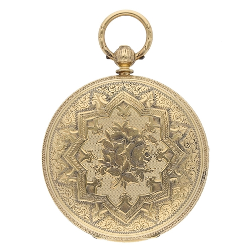 245 - Victorian 18ct fusee lever pocket watch, London 1871, unsigned movement, no. 23233, with engraved ba... 