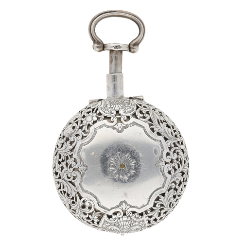 265 - Bordier, A. Geneve - Swiss quarter repeating repoussé white metal pair cased verge pocket watch, ret... 