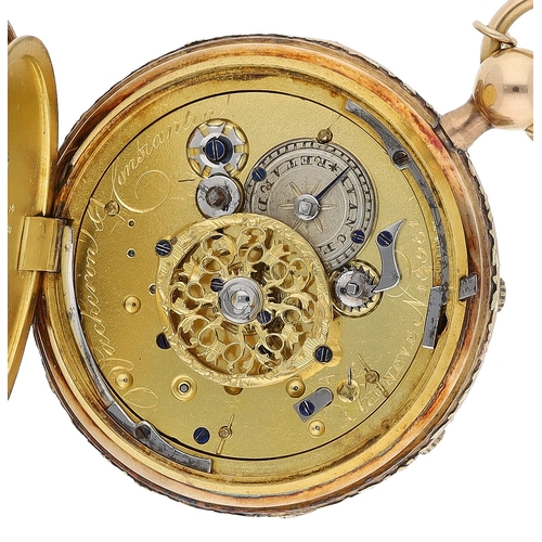 235 - Vacheron & Constatin, A Geneve - attractive triple colour gold quarter repeating pocket watch, n... 