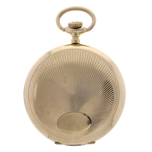 240 - French 14ct lever hunter pocket watch, unsigned gilt frosted movement with compensated balance and r... 