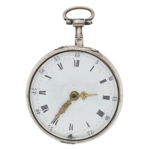214 - Patrv, London - 18th century silver verge pair cased pocket watch, London 1773, signed fusee movemen... 