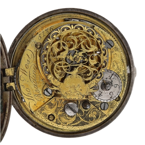 231 - Thomas West, Reading - George II silver verge pair cased pocket watch, London 1756, the movement sig... 