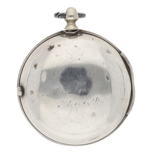 231 - Thomas West, Reading - George II silver verge pair cased pocket watch, London 1756, the movement sig... 