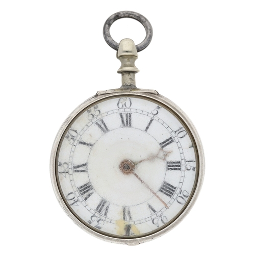 231 - Thomas West, Reading - George II silver verge pair cased pocket watch, London 1756, the movement sig... 