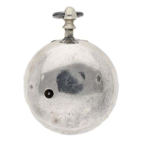231 - Thomas West, Reading - George II silver verge pair cased pocket watch, London 1756, the movement sig... 