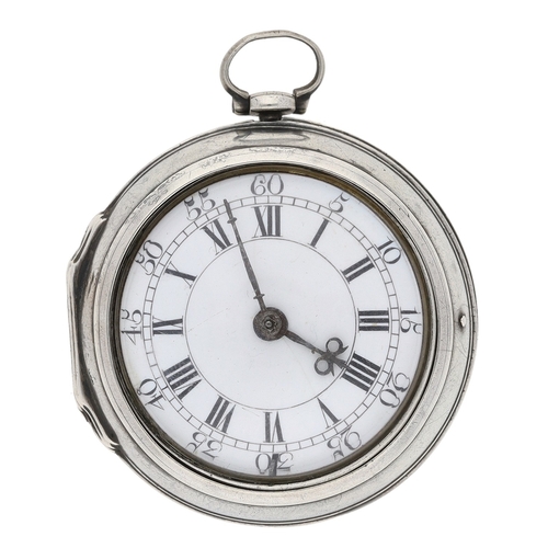 232 - John Ward, London - George II silver verge pair cased pocket watch, London 1754, the fusee movement ... 