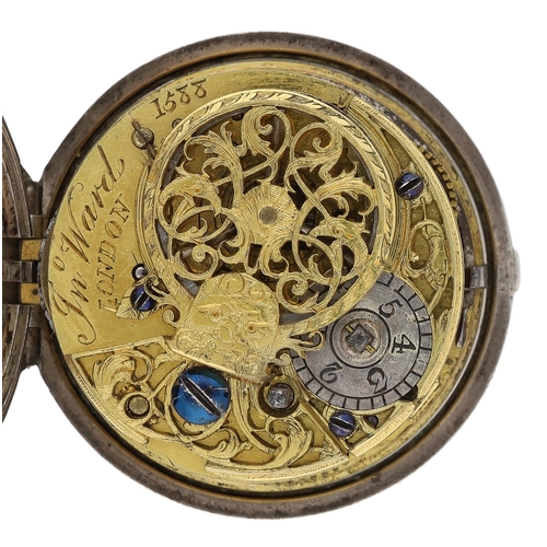 232 - John Ward, London - George II silver verge pair cased pocket watch, London 1754, the fusee movement ... 