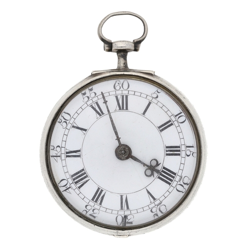 232 - John Ward, London - George II silver verge pair cased pocket watch, London 1754, the fusee movement ... 