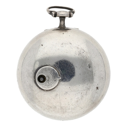 232 - John Ward, London - George II silver verge pair cased pocket watch, London 1754, the fusee movement ... 