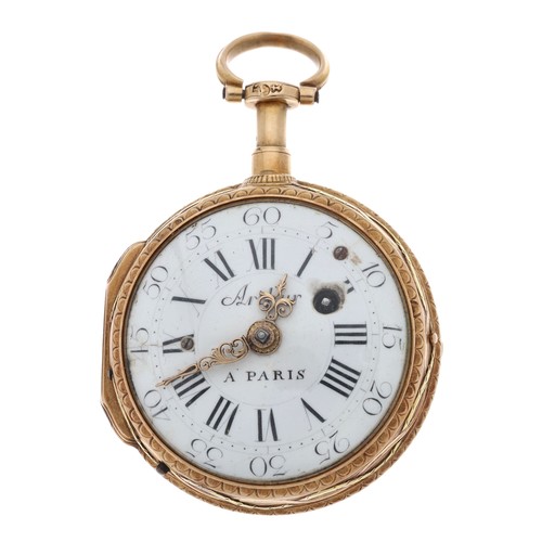 233 - Arthur, A Paris - Attractive small French triple colour gold verge quarter repeater pocket watch, si... 