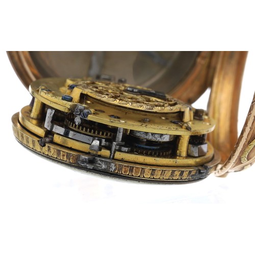 233 - Arthur, A Paris - Attractive small French triple colour gold verge quarter repeater pocket watch, si... 