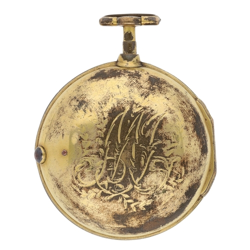 243 - Andrew Reed, London - 18th century gilt metal pair cased verge pocket watch, signed fusee movement, ... 
